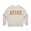 AFIVE Tone-on-Tone Puff Women's Relaxed Crew - Bone