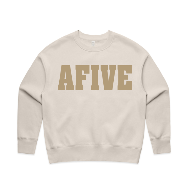AFIVE Tone-on-Tone Puff Women's Relaxed Crew - Bone