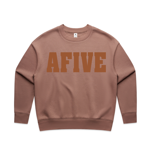 AFIVE Tone-on-Tone Puff Women's Relaxed Crew - Hazy Pink