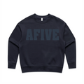 AFIVE Tone-on-Tone Puff Women's Relaxed Crew - Ink Blue