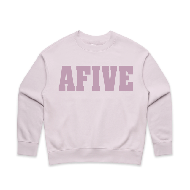 AFIVE Tone-on-Tone Puff Women's Relaxed Crew - Orchid
