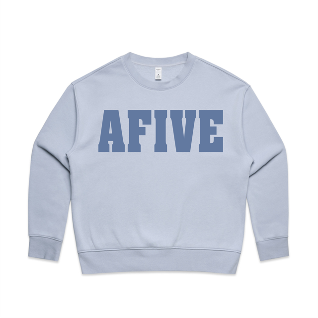 AFIVE Tone-on-Tone Puff Women's Relaxed Crew - Powder