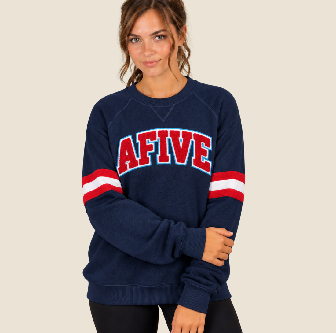 AFIVE Varsity Stripe Crewneck