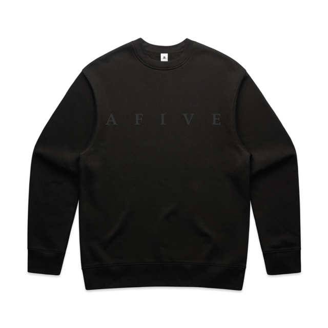 Men's AFIVE Tone-on-Tone Relaxed Crew - Black