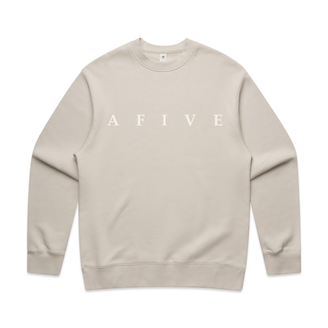 Men's AFIVE Tone-on-Tone Relaxed Crew - Bone