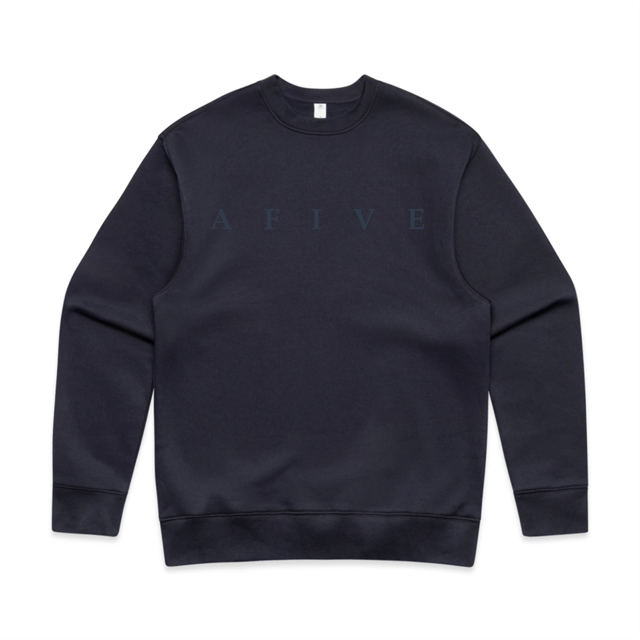 Men's AFIVE Tone-on-Tone Relaxed Crew - Ink Blue